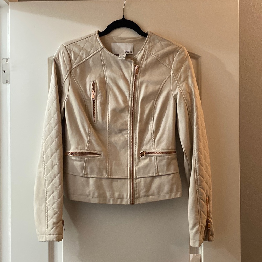 Bar III - Off-white faux leather jacket.  Size XS.